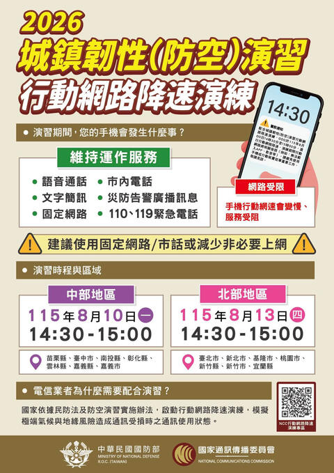 2026城鎮韌性演習行動網路降速演練