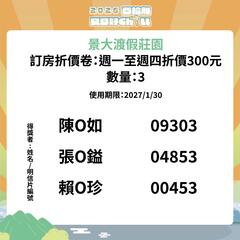 景大渡假莊園訂房折價券