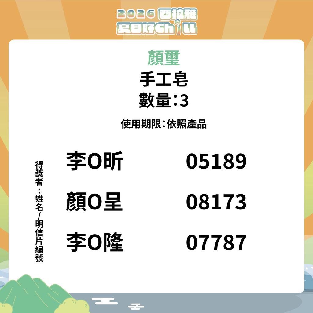 顏璽手工皂 得獎者