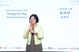 交通部觀光署副署長黃荷婷致詞，宣傳南區觀光圈引客計畫，強調南臺灣豐富的旅行面貌歡迎國際旅客