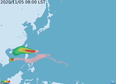 第20號颱風-閃電 暴風圈侵襲機率預測圖.png