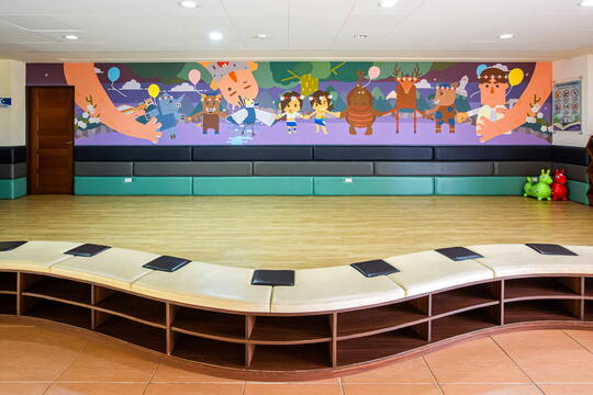 中埔遊客中心設置木頭地板的兒童遊戲室