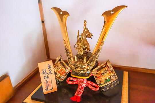 Japanese samurai helmet decorates in the old house