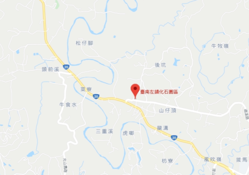 臺南左鎮化石園區疏運地圖