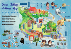 The cute walking map of Guanziling Scenic Area