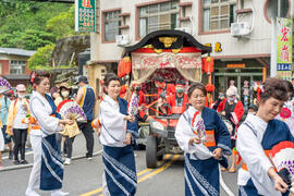 Dancing teachers performing Japanese dance